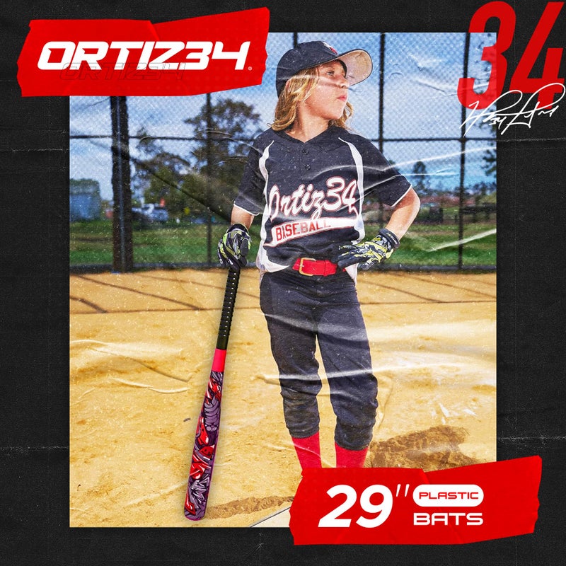 Ortiz34 Bat & Ball Set - Graffiti Plastic Bat & Ball Homerun Set- David Ortiz Backyard Baseball Set for Youth, Kids, Teenagers, Adults (Bat & Ball Set, Red) - Image 2